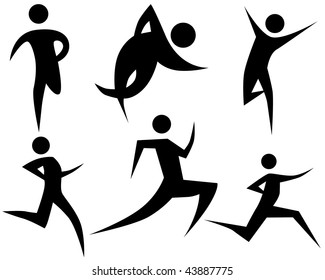 Runner stick figure set isolated on a white background.