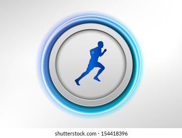 Runner symbol in the blue shining circle.