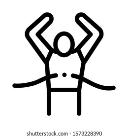 Runner Tearing Ribbon Icon Vector. Outline Runner Tearing Ribbon Sign. Isolated Contour Symbol Illustration