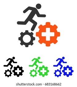 Runner Treatment Process Gears vector icon. Illustration style is a flat iconic colored symbol with different color versions.