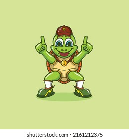 Runner Turtle Mascot Cartoon Logo Cute And Cool