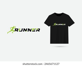 Runner typography t shirt design. Run t-shirt. Business. Runner typography text design vector. T-shirt vector. Black color. Premium. Fast