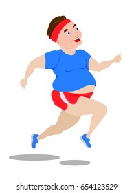 Runner. Vector illustration. Fat man.