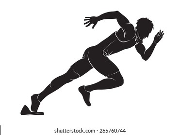 Runner. Vector silhouette isolated on white
