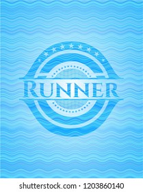 Runner water wave concept badge background.