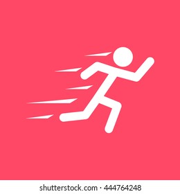 Runner white icon on magenta color background. Eps-10.