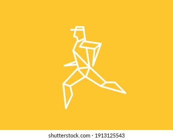 Runner white polygon on yellow background 