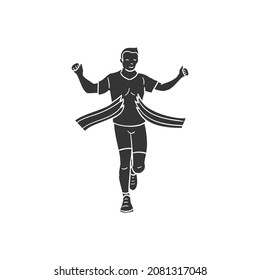 Runner Winner Icon Silhouette Illustration. Athletic Sport Vector Graphic Pictogram Symbol Clip Art. Doodle Sketch Black Sign.