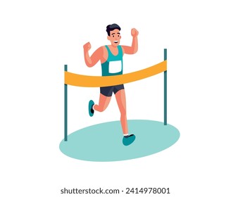 runner winning a race flat character illustration