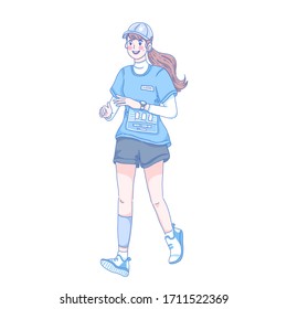 Runner woman character design of vector.