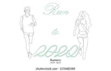  runners to 2020- continuous line drawing