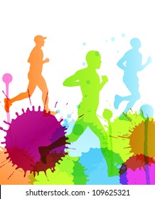 Runners abstract color splash vector background