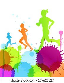 Runners abstract color splash vector background