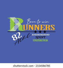 runners athl. sport Premium Vector illustration of a text graphic. suitable screen printing and DTF for the design boy outfit of t-shirts print, shirts, hoodies baba suit, kids cottons, etc.