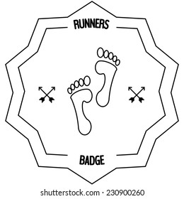 runners badge illustration with background and feet black white