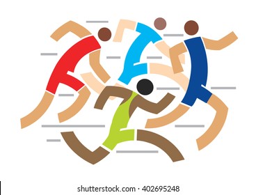 
Runners competition.
Colorful stylized illustration of race runners. Vector available.
