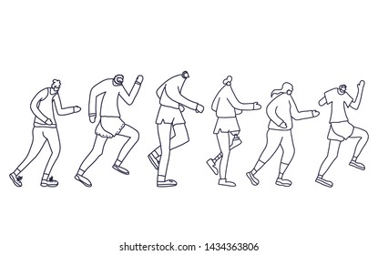 Runners. Different persons jogging isolated. Vector design.