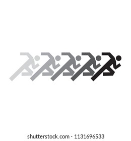 runners group flat icon, ranning athletic sport team sihouette icon vector illustration, way leader concept