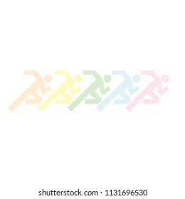 runners group person flat icon, ranning athletic person sihouette icon vector illustration, way leader concept