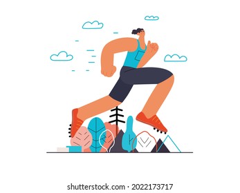 Runners - a man running and exercising outside
