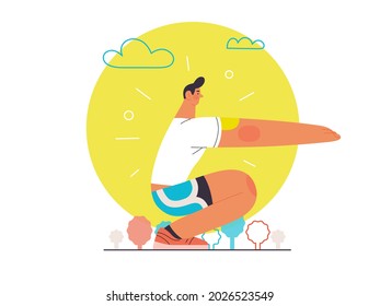 Runners - a man running and exercising outside