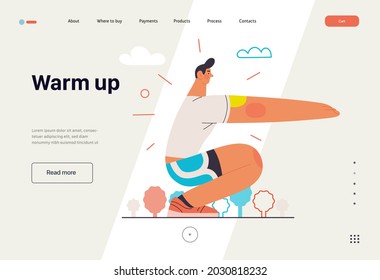 Runners - a man running and exercising outside, website template