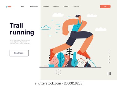 Runners - a man running and exercising outside, website template