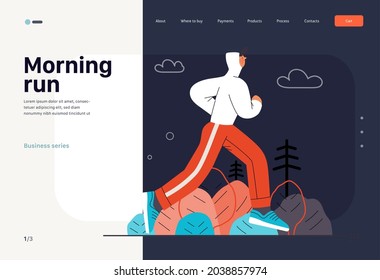 Runners - a man running and exercising outside, website template