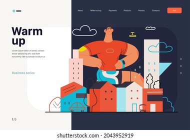Runners - a man running and exercising outside, website template