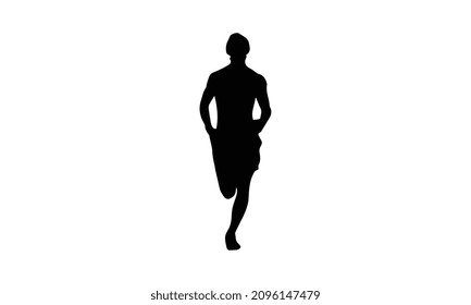 Runners on sprint men on white background. vector illustration