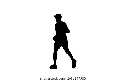 Runners on sprint men on white background. vector illustration