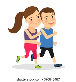 Runners People Young Man Young Woman Stock Vector (Royalty Free ...