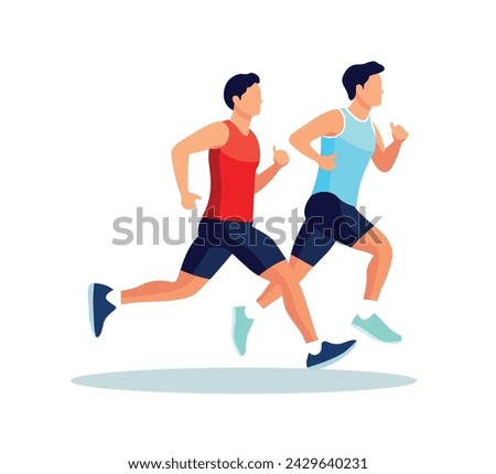 runners in the race flat character illustration