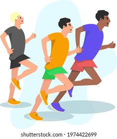 Runners run to the finish line