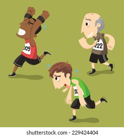 Runners Running Runner Training Jogging, vector illustration cartoon.