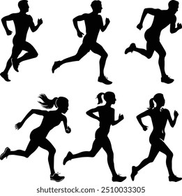 Runners silhouette - Running players silhouette bundle	
