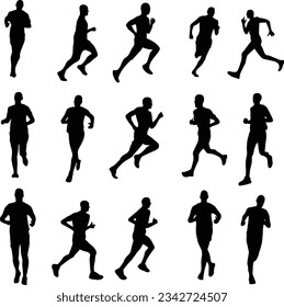 Runners silhouettes collection. Athlete vector