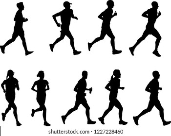 runners silhouettes collection - vector