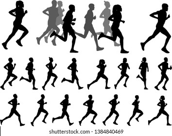 runners silhouettes collection - vector
