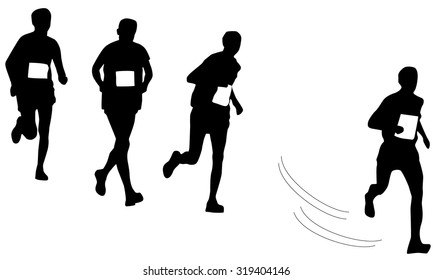 Runners Sillhouette Isolated On White