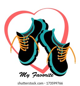  Runners sneakers tennis shoes  heart behind - love heart healthy concept 