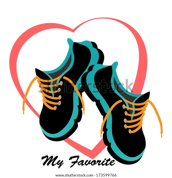 Runners Sneakers Tennis Shoes Heart Behind Stock Vector (Royalty Free ...