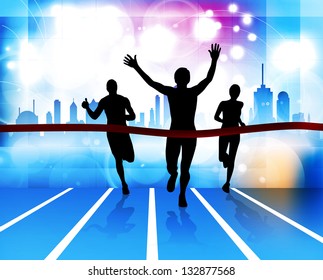 Ilustração desportiva de corredores