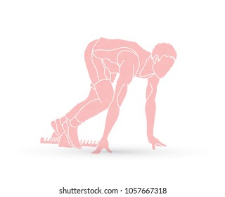 Runners sprinting, Marathon running designed using pixels graphic vector