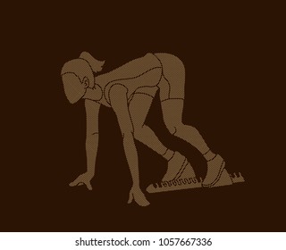 Runners sprinting, Marathon running designed using pixels graphic vector