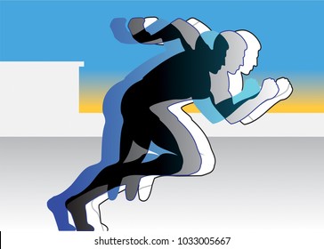 Runners in the stadium