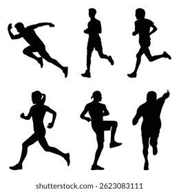 Runners vector silhouettes set. vector graphic of World Athletics Day. silhouettes of runners set