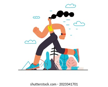 Runners - a woman running and exercising outside