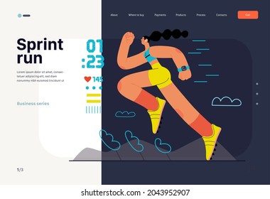 Runners - a woman running and exercising outside, website template