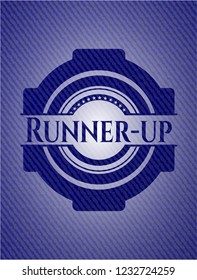 Runner-up badge with denim background
